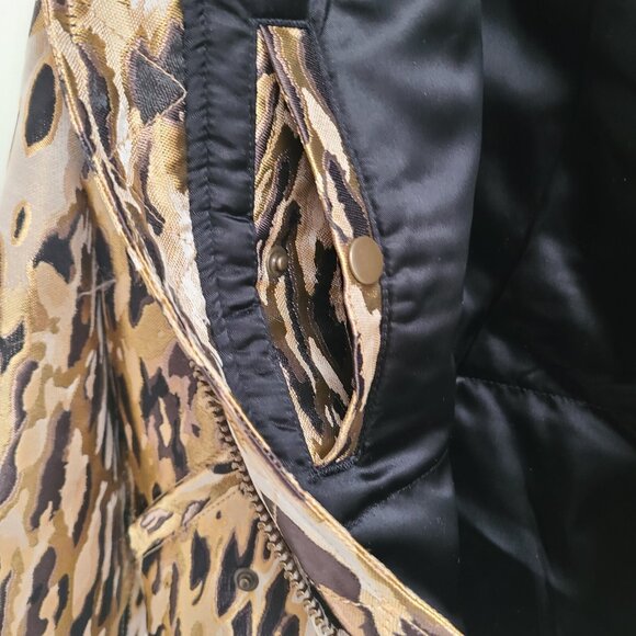 BANANA REPUBLIC BOMBER JACKET Size S LEOPARD Animal Satin Jacquard NEW - Picture 10 of 11